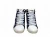 scarpe sneakers alte uomo donna pelle bianco blu Via Condotti scudo blu bianco