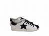 scarpe sneakers basse pelle traforata bianco nero Via Condotti stella metal