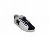scarpe sneakers basse pelle traforata bianco nero Via Condotti stella metal