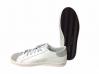scarpe sneakers basse pelle traforata bianco grigio camoscio Via Condotti stella