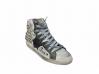 scarpe sneakers alte uomo donna pelle bianco grigio stella sfumato borchie cono