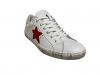 scarpe sneakers basse uomo donna pelle bianco ghiaccio stella rossa microforato