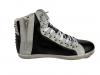 scarpe sneakers alte uomo nero pelle ghiaccio borchie cerniera camoscio fascetta
