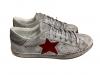 scarpe sneakers basse uomo donna pelle bianco ghiaccio stella rossa sfumato