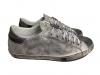 scarpe sneakers basse pelle traforata bianco grigio Via Condotti sfumato metal